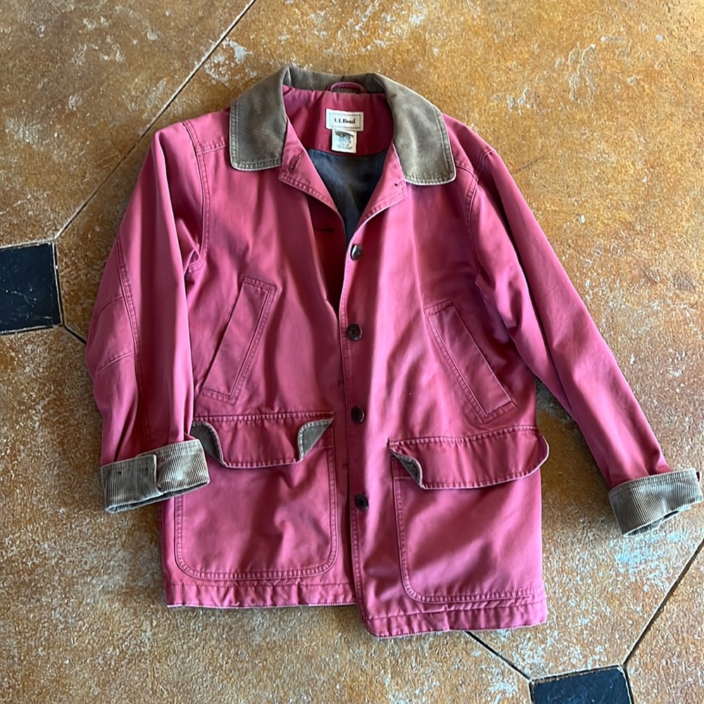 Vintage LL bean chore coat jacket.  Light red.